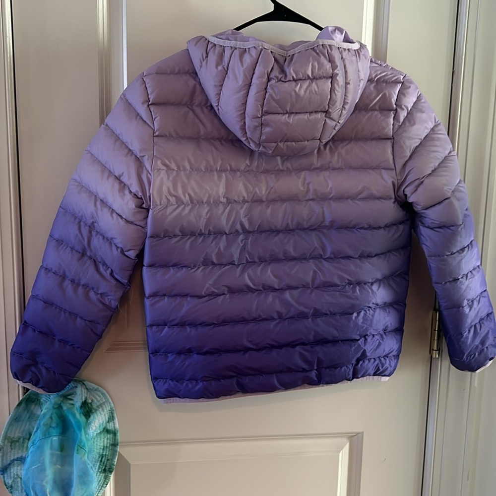Eddie Bauer reversible Girls hooded Winter Jacket sz L (14/16) purple ombre - Picture 3 of 5
